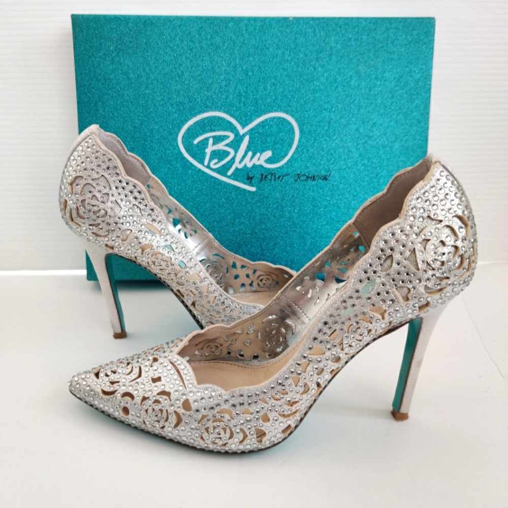 Blue by Betsey Johnson Silver Stiletto Heels